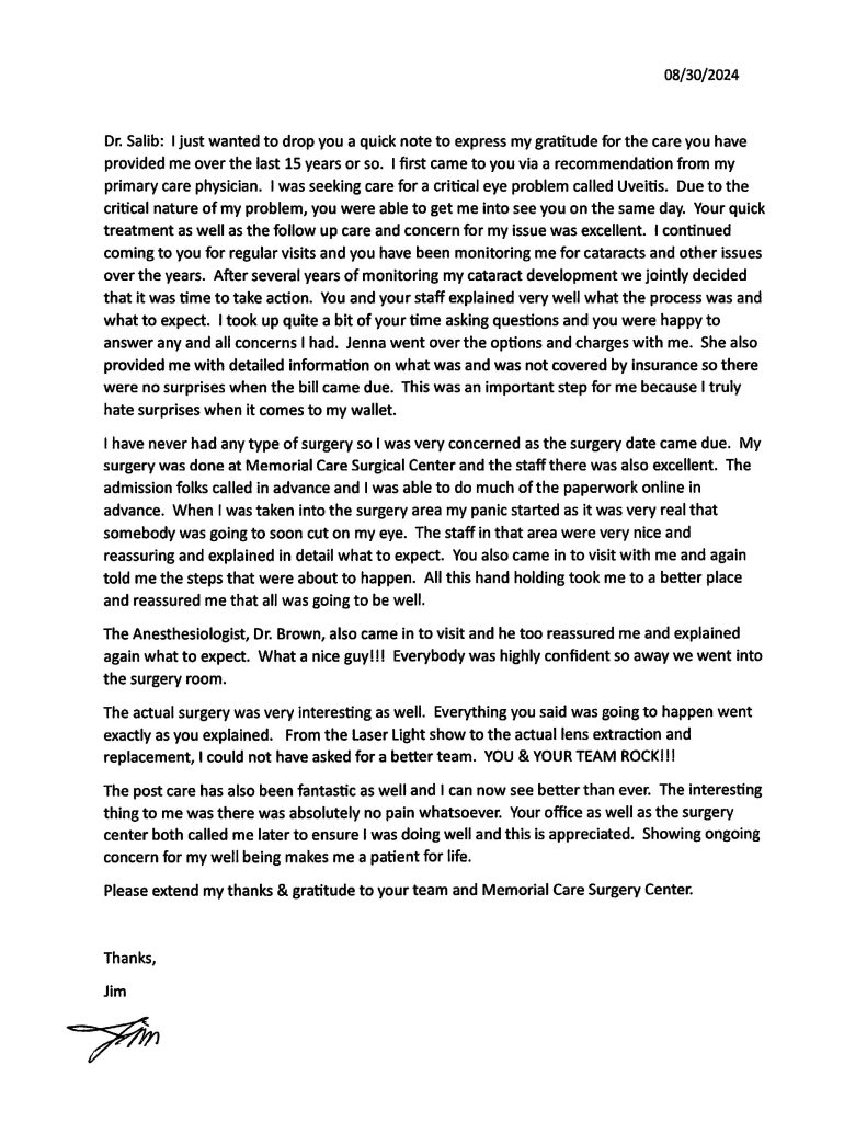 Bartlett James Testimonial Letter Website 2024 Scaled - Ophthalmologist Laguna Hills and Santa Ana